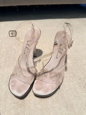Elle Clear Strap Blush-Heel Sandals